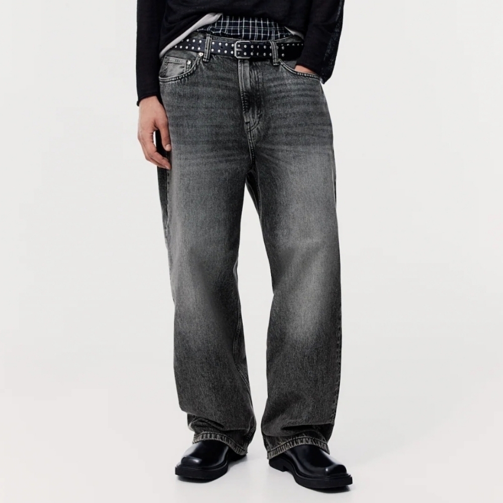 NWT - H&M Men's W34 Dark Grey Denim Baggy Balloon Leg Jeans